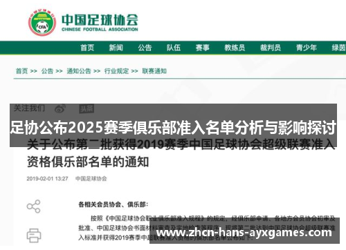 足协公布2025赛季俱乐部准入名单分析与影响探讨
